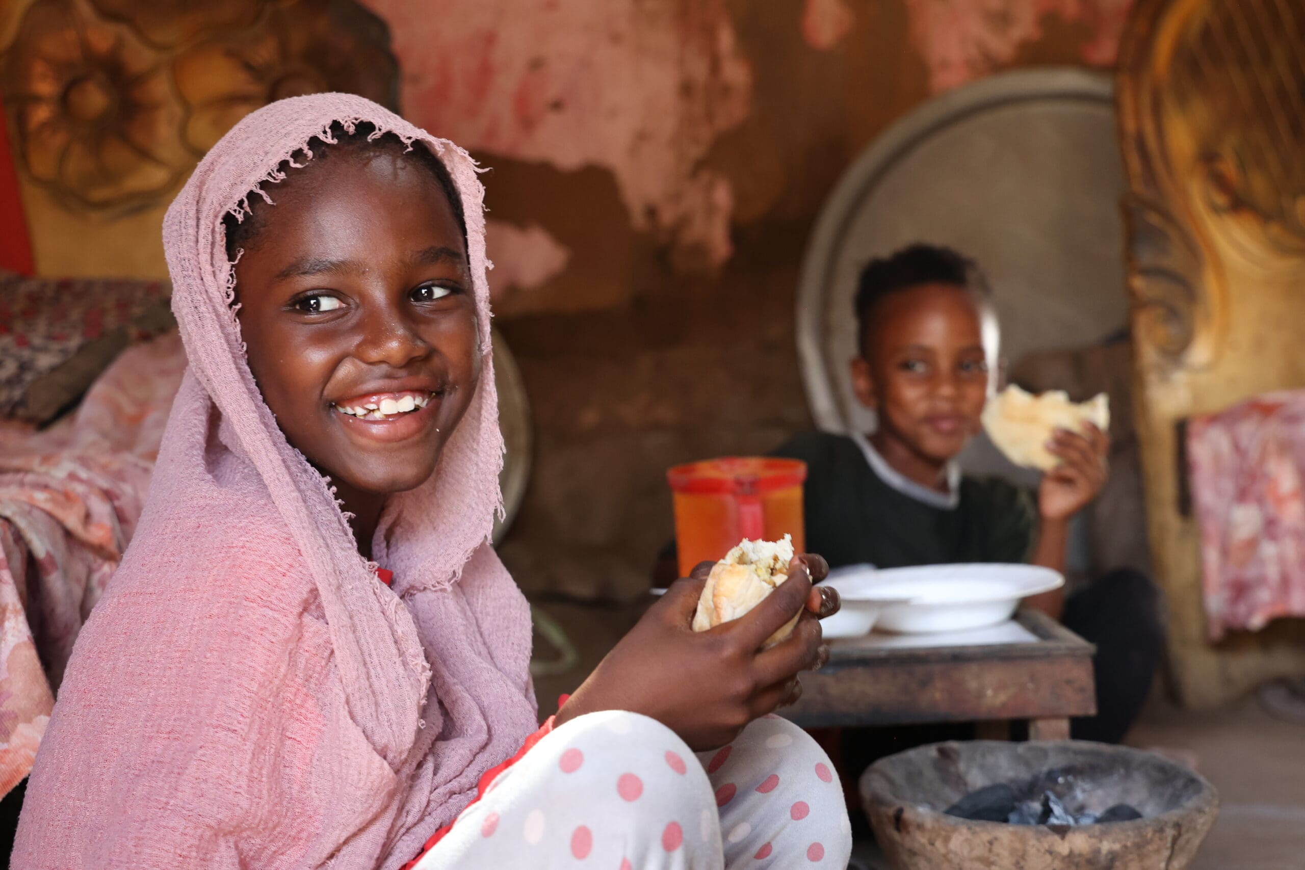 Children eating school meals