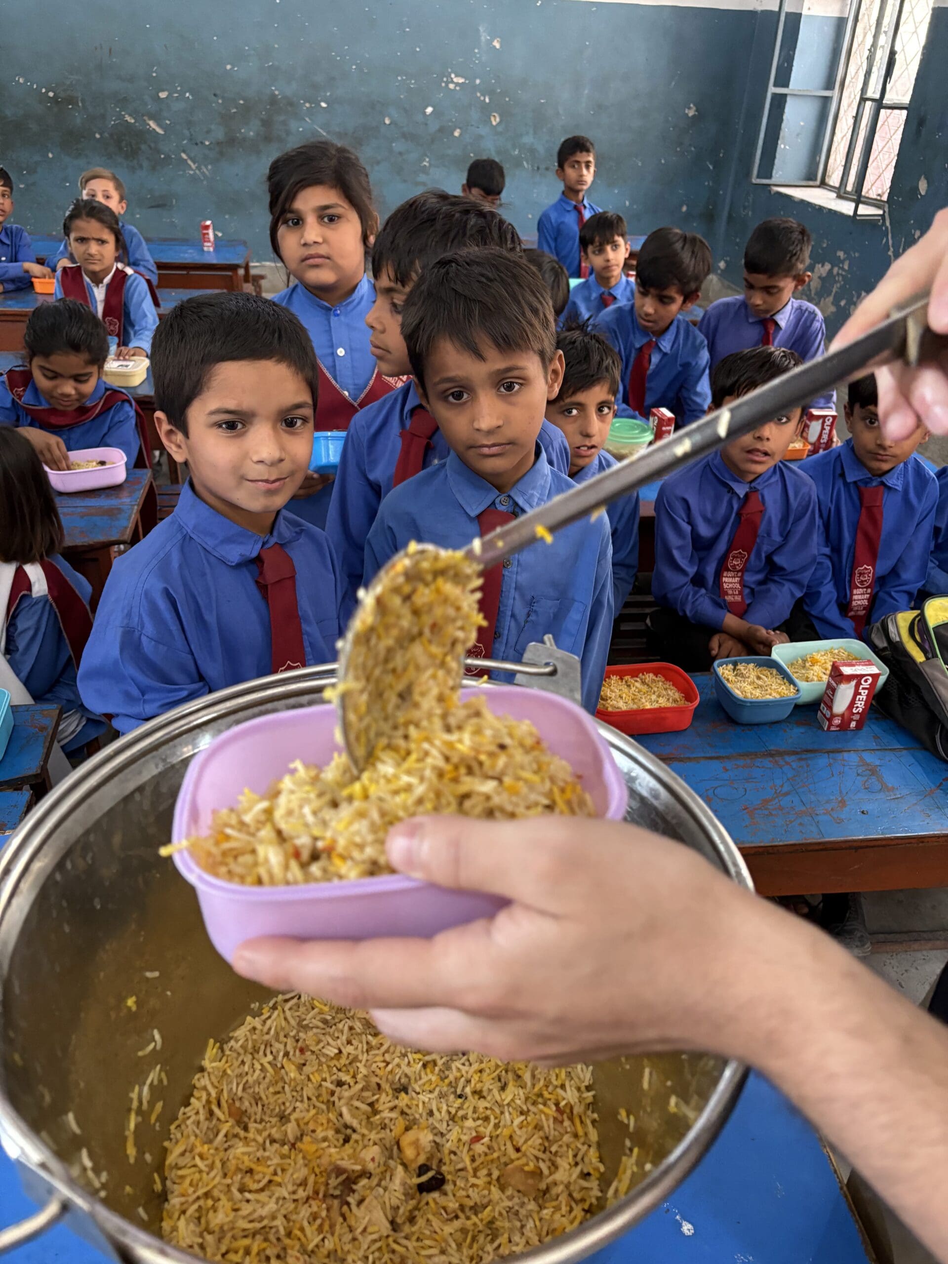 Children eating school meals